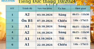 ???? ATP THÔNG BÁO LỊCH KHAI GIẢNG CÁC KHOÁ TIẾNG ĐỨC THÁNG 10/2024 ????????